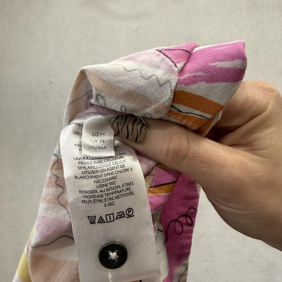 Anthropologie Shirt Dress Womens Medium Pink Tropical Floral Button Front Cotton - Picture 7 of 10